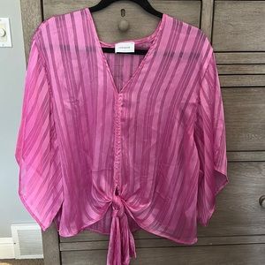 Sheer Pink Top SZ L..Front Tie